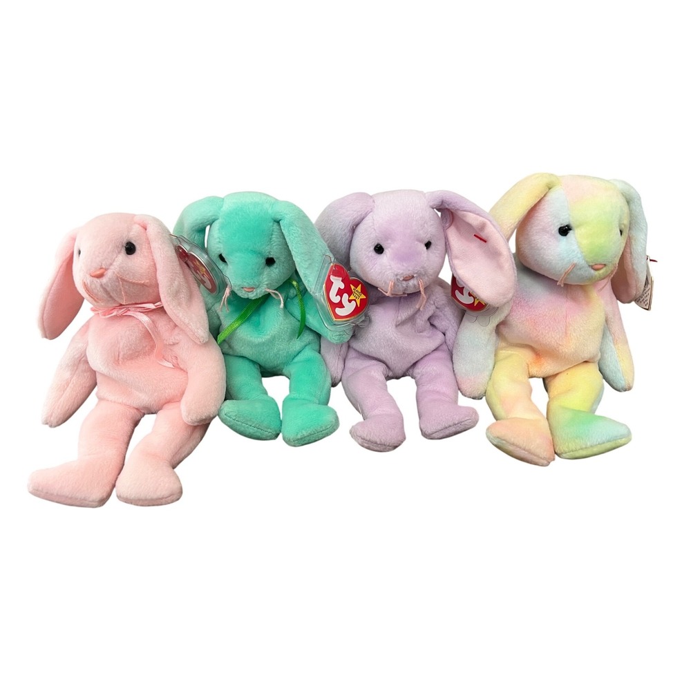 Ty Beanie Babies Hippity Hoppity Floppity Hippie Bunny‎ Rabbit Lot 4 VTG  Plush